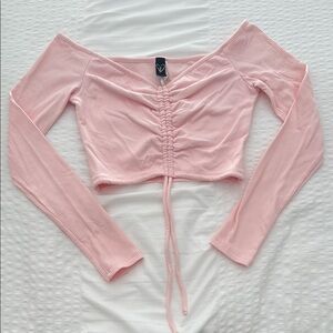 Windsor light pink ribbed Ruched Off-Shoulder long sleeve Top size medium